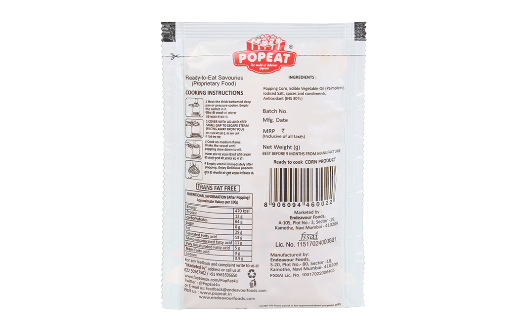 PopEat Delicious Popcorn Chilli Delight Flavour   Pack  40 grams